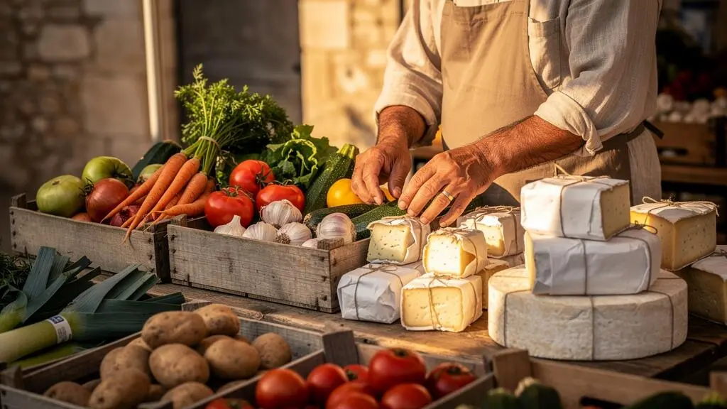 Étal de producteurs régionaux authentiques loin des circuits touristiques classiques